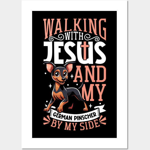 Jesus and dog - German Pinscher Wall Art by Modern Medieval Design